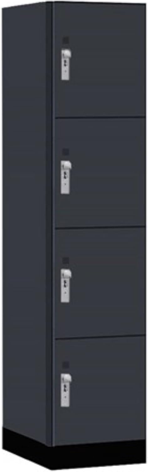 Salsbury 18" Wide Premier Wood Locker-Four Tier-1 Wide-6 Feet High-21 Deep-Carbon Mesh-Silver Hasps