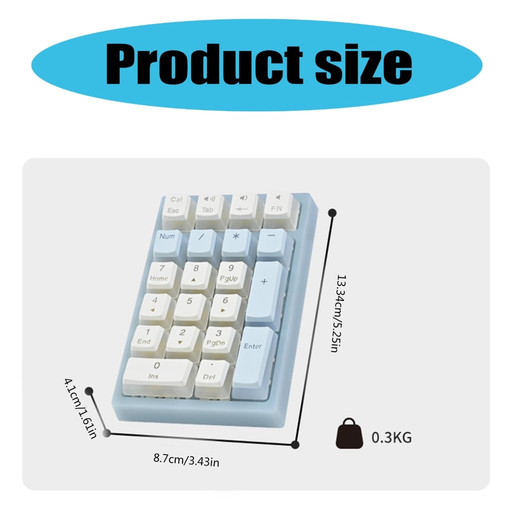 Teclado numérico mecánico de 21 teclas, teclado numérico intercambiable en caliente, con cable, retroiluminado, USB C, teclado numérico para laptop, computadora de escritorio