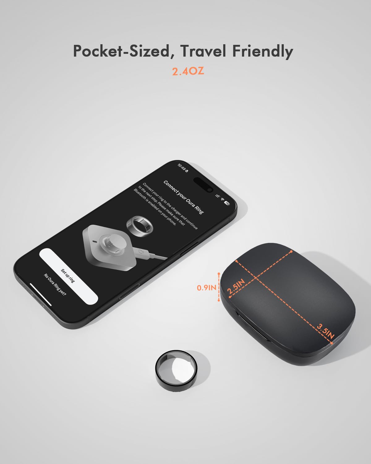 Doohoeek Wireless Charging Case for Oura Ring 4 & 3 Charger, Universal Power Station Fits Official Oura Chargers & Fit All-Sized Rings, Ring 4 Charging Dock 1000mAh (Official Charger NOT Included)