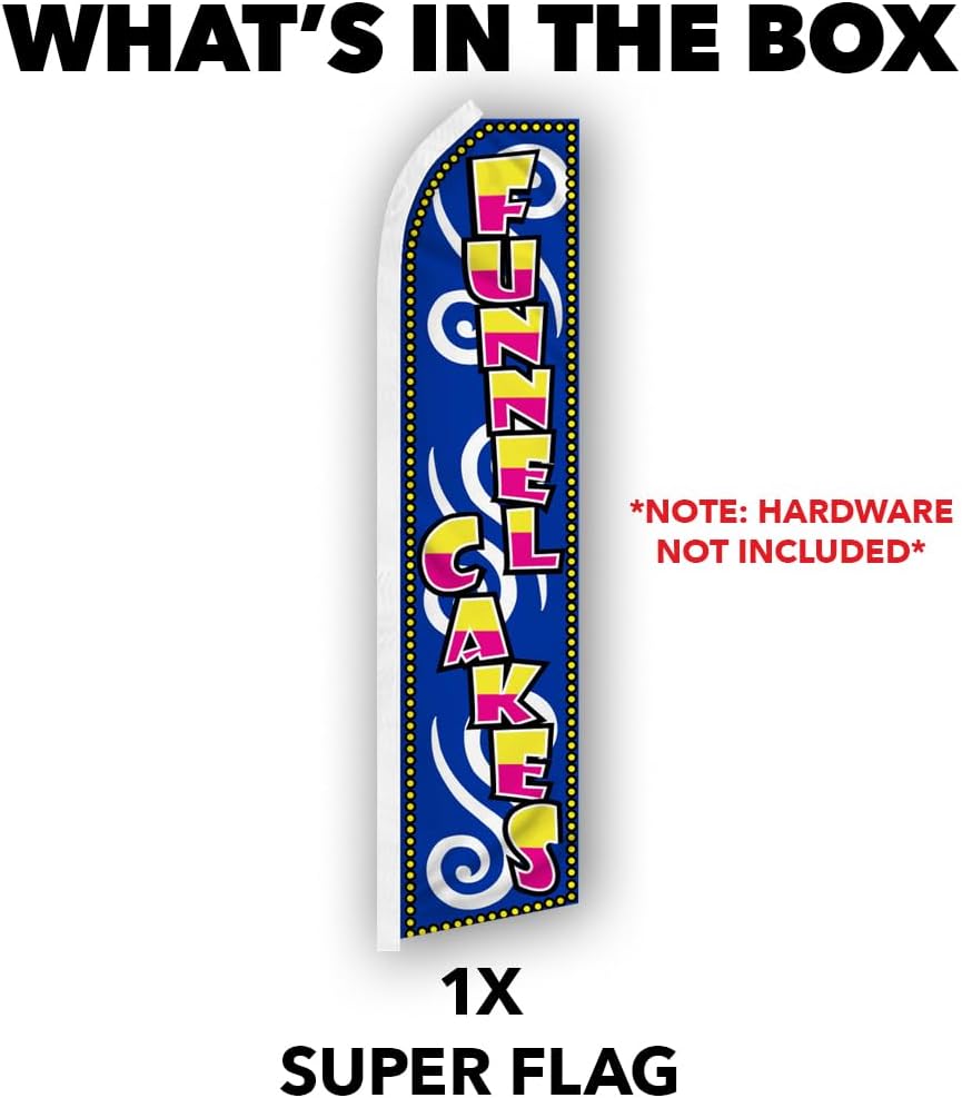 Funnel Cakes Swooper Feather Advertising Flag - Perfect for Food Trucks, Theme Parks, Festivals, Carnivals