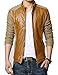 KIWEN Men's PU Leather Collar Jacket Casual Wear(Yellow,M size)