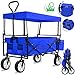 KESSER® Bollerwagen faltbar mit Dach Handwagen Transportkarre Gerätewagen | inkl. 2 Netztaschen und Einer Außentasche | klappbar | Vollgummi-Reifen | bis 100 kg Tragkraft | (Blau)