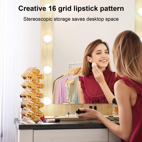 Husalsea Lippenstift Halter, 32/28 Plätze Halter für Lipgloss Pinsel Holder Aufbewahrungsbox Ständer Make Up Organizer Display (32)