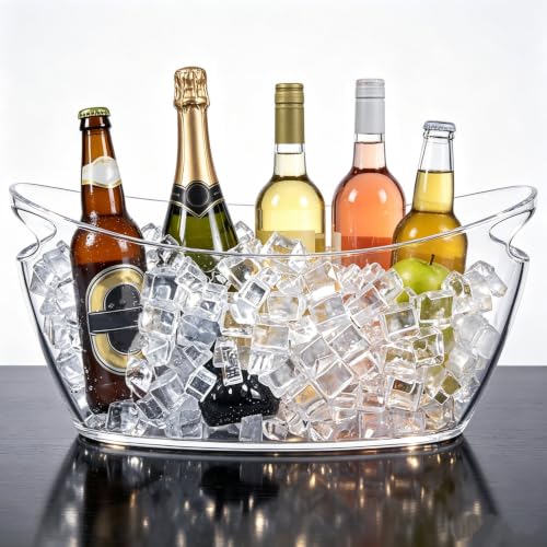 Image of Dmnnlp 6 L Ice Bucket, Large Acrylic Drinks Buckets, Wine Champagne Bucket, Ice Buckets for Parties BBQ Summer Outdoor Party Picnic, Perfect for Beer Wine Juice Cider -Clear