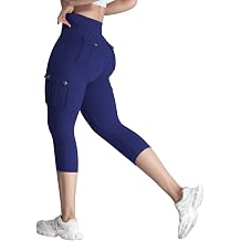 Women's High Waist Cargo Leggings Tummy Control Scrunch Butt Lifting Workout Yoga Running Pants with Pockets