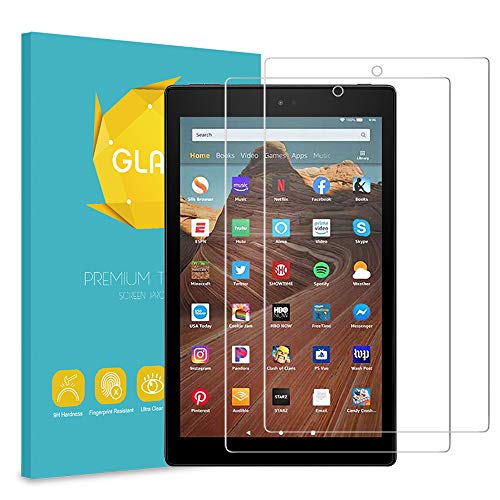 [2-Packs] Fintie Screen Protector for Fire HD 10 (7th and 9th Generations, 2017 and 2019 Releases), [9H Hardness] Tempered Glass Ultra Clear [Scratch-Resistant] Screen Protector Film
