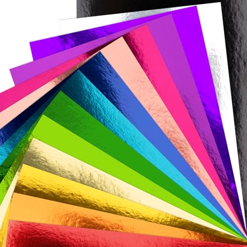 Recopilación de Papel metálico de esta semana. 43 56 hojas de papel metálico de cartulina de 14 colores a granel, superficie con acabado de espejo, de 5 x 7 pulgadas, papel surtido con purpurina de 250 g/m² para tarjetas de...