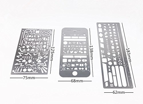 Wocst 3 In 1 Stainless Steel Drawing Painting Stencils Included Web Ui/Ios Stencils For Scrapbooking, Card And Craft Projects #TOP1
