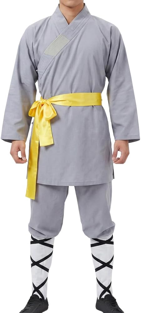 Shaolin Monk Kung Fu Uniform, Cotton Blend, Martial Arts Training Suit, Traditional Style, Long Sleeve, Unisex, Complete Set