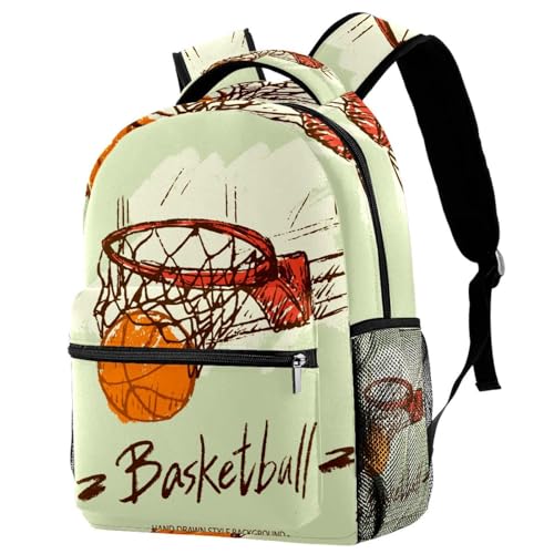 Sac à dos d'école au motif basket-ball multicolore résistant