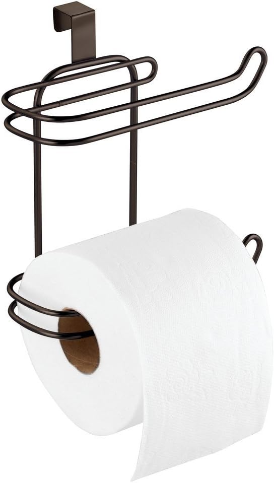 iDesign Classico Toilet Paper Holder for Bathroom Storage, Over the Tank - Bronze