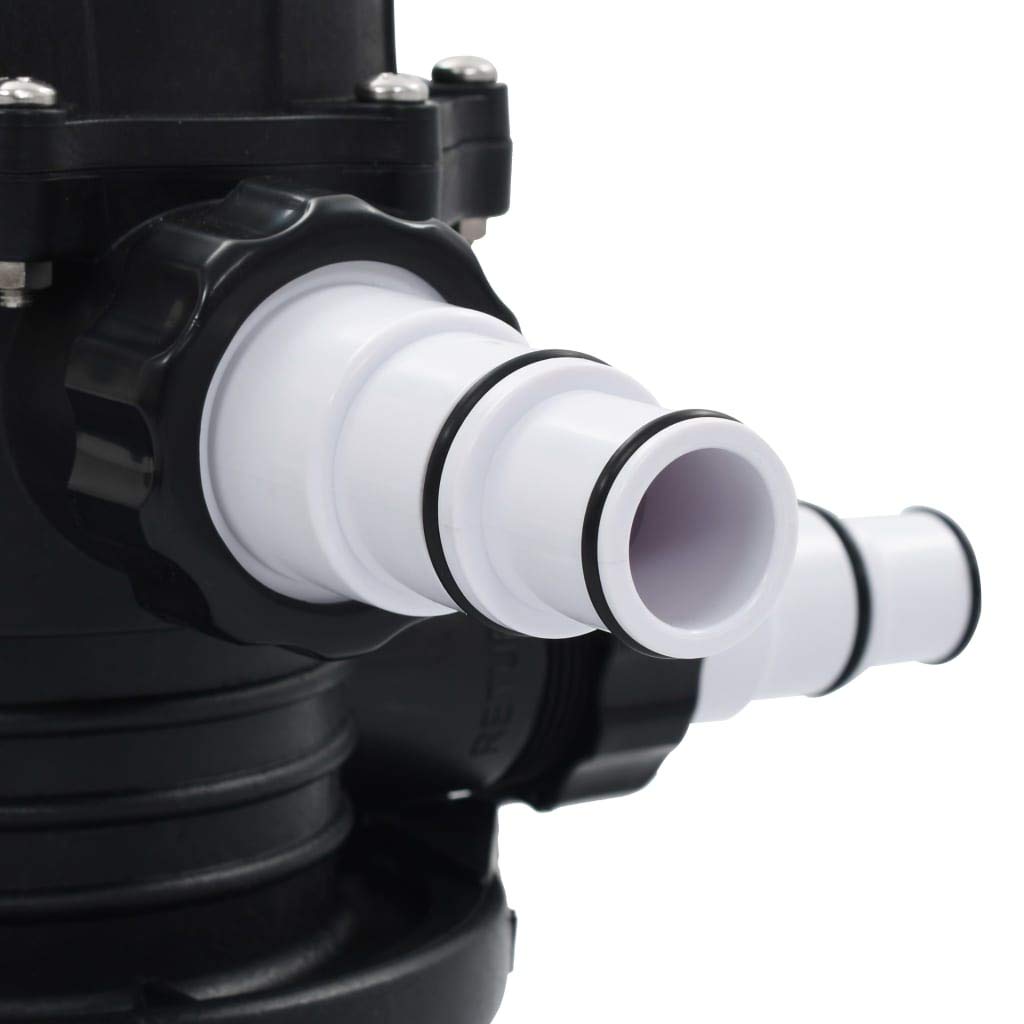 Multiport Vanne pour Filtre de Sable ABS 1.5, Soupape de Filtre à Piscine Supérieur, 6 Fonctions Recircule de Recirculation d'hiver, Soupape de Piscine Noire avec Verre à Vue et
