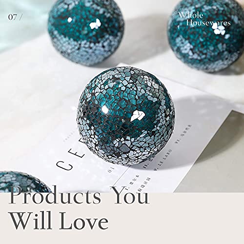 Whole Housewares | Decorative Balls For Centerpiece Bowls | Set Of 3 | Glass Mosaic Sphere | Diameter 4" | Home/Garden/Kitchen/Living Room Decor | Decorative Balls For Bowls (Gold) #TOP5