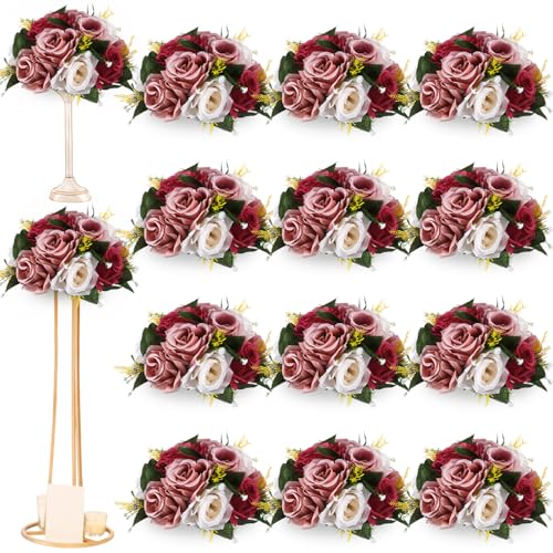 Hotop 12 Pcs Artificial Rose Flower Balls for Centerpieces, Silk