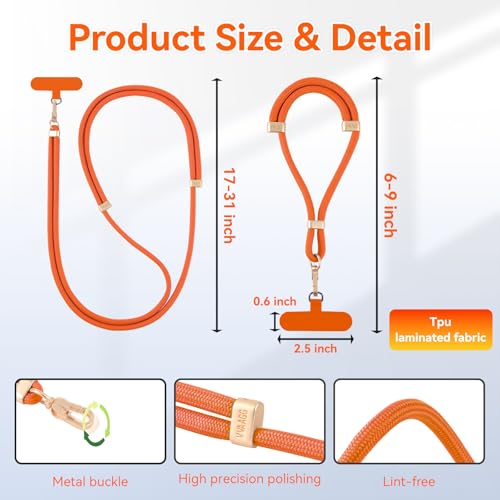 Image of VVAAGG Cell Phone Lanyard for iPhone: Crossbody Phone Strap Adjustable Neck Wrist Strap Anti Theft Long Lanyard Travel Essential for Women Most iPhone and Android Smartphones