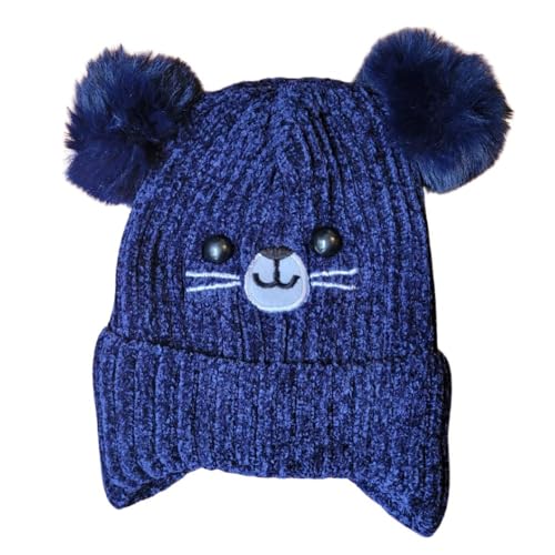 Gorro Touca Urso Infantil com Pompom Para Meninos e Meninas Com Forro de Pelinho Para Inverno (BR, A