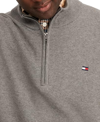 Image of Tommy Hilfiger Men's Long Sleeve Cotton Quarter Zip Pullover Sweater