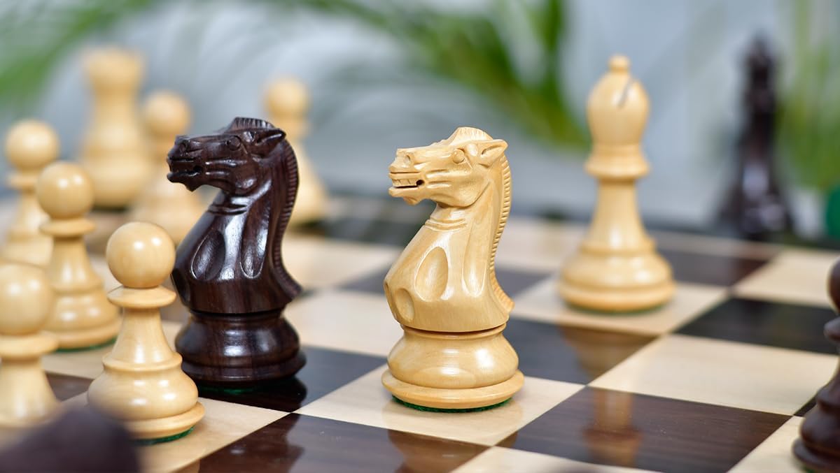 Desert Gold Staunton Series Wooden Chess Pieces – 4.0" King – Rosewood & Boxwood – Weighted Handcrafted Staunton Set