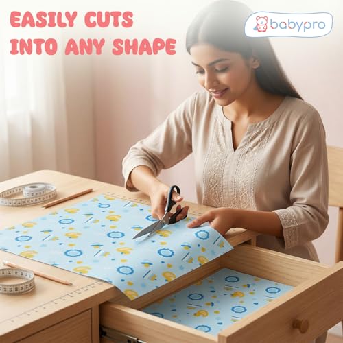 Image of BabyPro Non-Slip EVA Shelf Liner Roll, Anti Slip Mat for Kitchen, Drawer & Cabinet, Food Grade, BPA Free, Washable, Anti Microbial, Water Resistant, 45 cm x 5 m, Light Blue, Ducky Treats