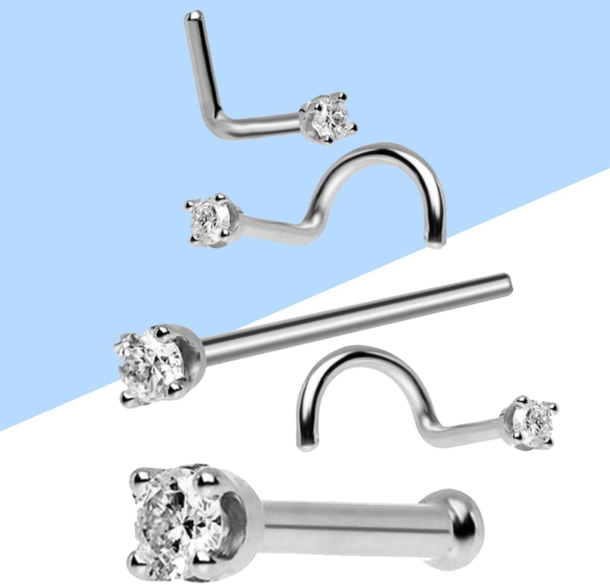 5pcs Piercing Nose Studs Silver Copper Unisex Design for Men Women