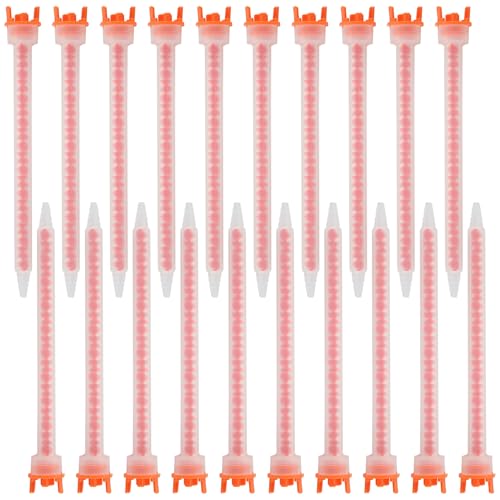 Aisuoka MFHX08-18T Epoxy Mixing Nozzle 20pcs Static Mixer Nozzle Adhesive Tip(4:1/10:1 Ratio)