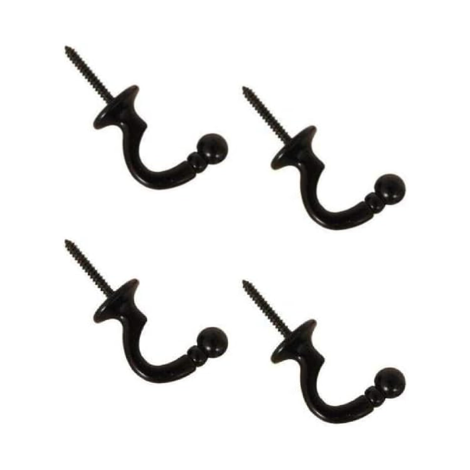 Sisi Uk Black Sisi Uk® 4 Pack Curtain Tie Back Hooks U Ball End Curtain Holdbacks Heavy Duty Curtain Tie Band Rope Hook Door Wall Clothes Coat Hangers Hooks (Black)