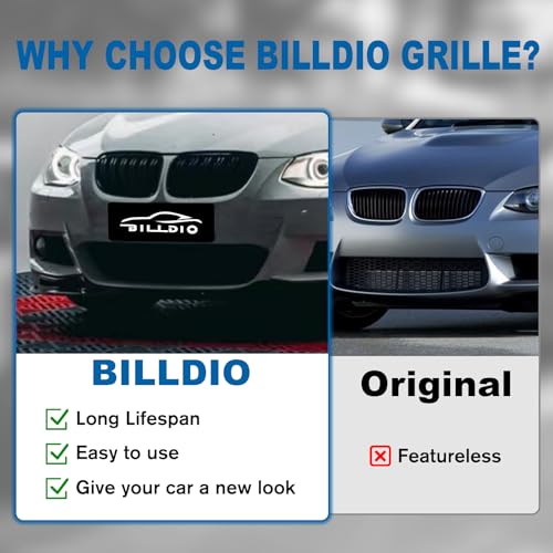 BILLDIO E92 Grille - Front Kidney Grill Double Slats Glossy Black Compatible with 2010 2011 2012 2013 BMW E92 E93 LCI Coupe 320i 328i 335i,Black Kidney Grill by BILLDIO - Image 5