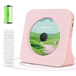 Portable CD Player with Speakers, Desktop Pink CD Players for Home, Bluetooth 5.0 CD Music Player Supports FM Radio, USB/AUX, 4000mAh Battery, Remote Control, LCD Display, Sleep Timer, Headphone Jack
