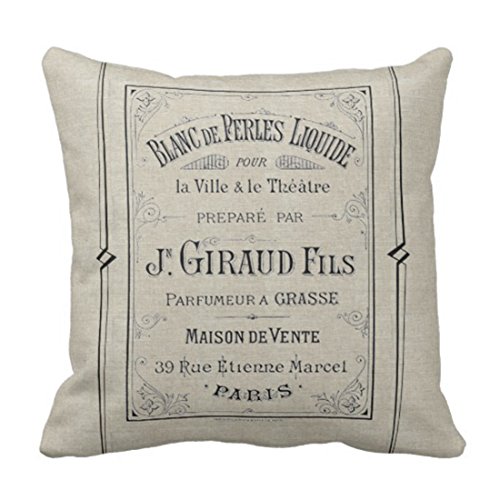 Emvency Throw Pillow Cover Vintage Advertisement French Perfume Ad Paris France Chic Decorative Pillow Case Home Decor Square 20 x 20 Inch Pillowcase