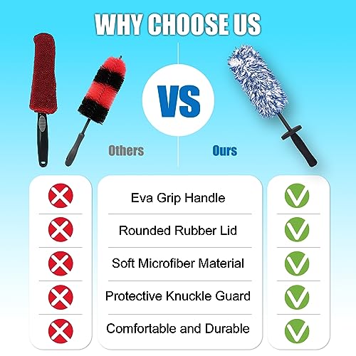 Image of LUKCOZMO Car Rim Wheel Cleaning Brush - Metal Free Soft Synthetic Wool, Highly Water Absorption (Rim Brush)