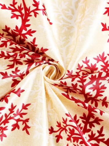 Image of Home Sizzler 2 Pieces Bloom Line Grommet Eyelet Polyester Window Curtains - 5 Feet, Crimson Red