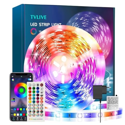 Luces Led, TVLIVE Tiras Led 10 Metros, Luces LED Habitación, Tiras Led RGB Control Remoto y App, 28 Estilos, Modo Musical Led Strip Light para Decoración Navidad Fiestas Cocina TV Casa