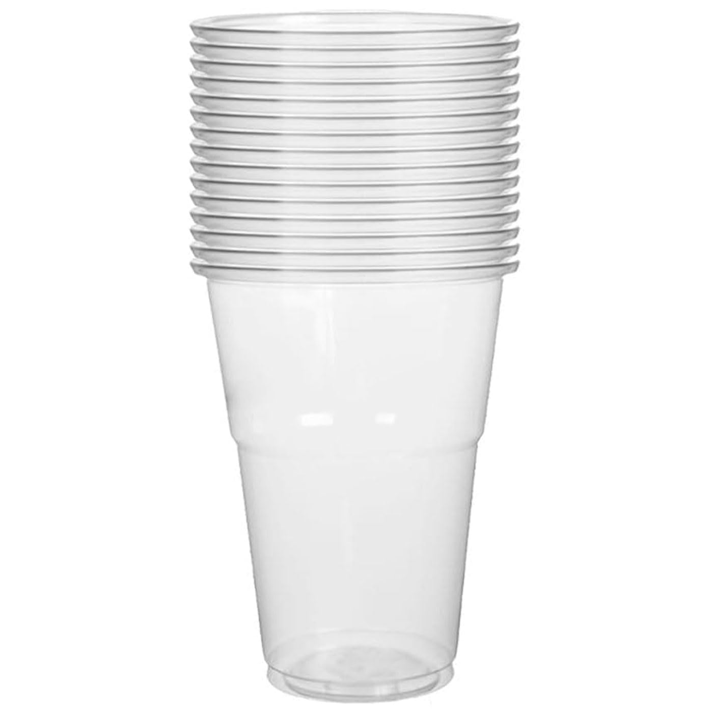 Tradineur - Confezione da 15 bicchieri riutilizzabili in plastica, 100% riciclabili, extra resistenti, igienici, impilabili, 10,3 x 8,3 cm, 350 ml