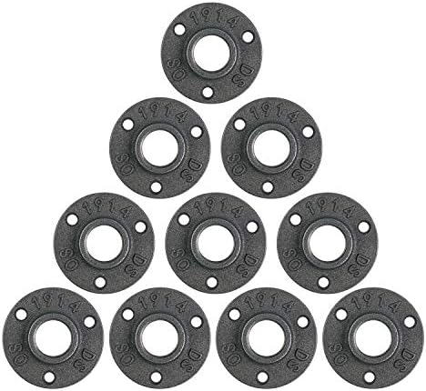 10Pcs 3/4-inch Floor Flange Pipe Decor Grey Malleable Cast Iron Retro Decor Furniture DIY Wall Industrial Plumbing