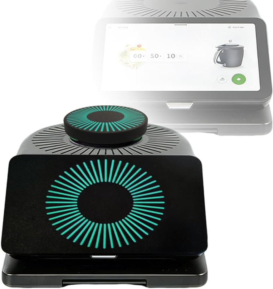 2-in-1 Accessory Combo for Thermomix TM7 | 3D Printed Weighing Base Cover & Screen Protector Set | Precise Weighing & Touchscreen Protection (Black & Circle Green Design)