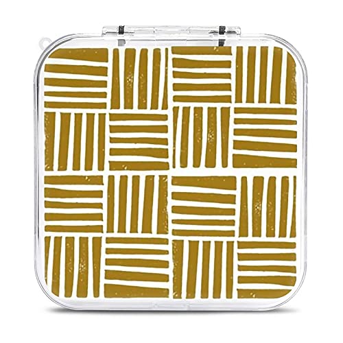 Thatch Fabric Hand Printed Fabric Linocut Home Decor Fabric Stripes Fabric Grid Fabric Brown Game Card Case For SwÃ­tch Protective Portable Case Box With 12 Cartridge Slots