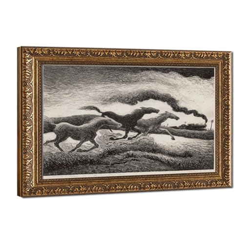 Tableau de chevaux qui courent par Thomas Hart Benton toile western