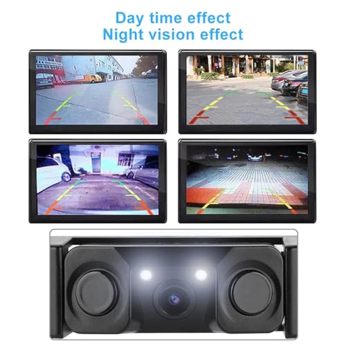 Image of License Plate Camera, 3 in 1 Car License Plate Frame Parking Sensor Rearview Reverse Backup Camera 2LED