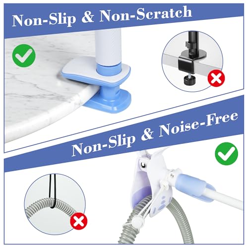 Image of CPAP Hose Holder for Bed, No-Drill C-Clamp CPAP Stand Bedside, Tangle-Free CPAP Hose Hanger & Hose Lift, Reinforced CPAP Tube Holder Holds Hose and Mask（White Plus）