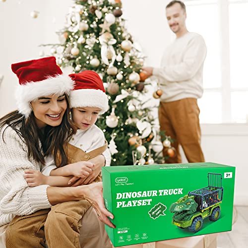 Lydaz Dinosaur Trucks Toys For Kids 3-5 Years Old, 27 In 1 Toddler Boys Dinosaur Toys, Dinosaur Monster Transport Truck With Dino Figures & Eggs, Pull Back Dino Cars, Playmat, Birthday Party Gifts #TOP5