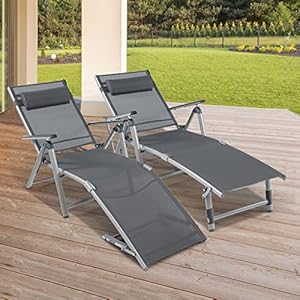   Giantex-Outdoor-Chaise-Lounge-Chair-Set-of-2-Folding-Lounge-Chair-w-8-Level-Adjustable-Backrests-Aluminum-Frame-Cozy-Headrest-Pillow-Patio-Recliner-for-Backyard-Poolside-Balcony-2-Gray