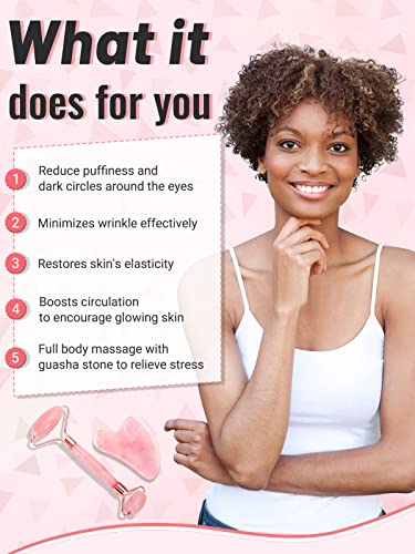 Deciniee Jade Roller And Gua Sha Set - Anti Aging Rose Quartz Face Roller Massager & Guasha Tool For Face, Eye, Neck - Natural Beauty Skin Care Tools Body Muscle Relaxing Relieve Wrinkles #TOP2