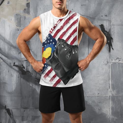 Image of Zhyaj Summer Tanks Top for Men Flag Graphic Print Sleeveless Shirts Casual Working Out Vest T-Shirts Loose-Fit Men's Tank