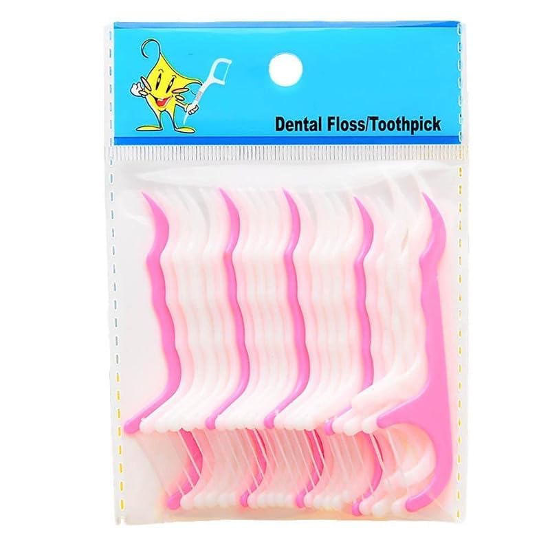 YTM Dental floss Dental Tooth Pick Flossers Toothpick Cleaners, Tooth Flossing Head Oral Dental Hygiene Brush, Tooth Cleaning Tool (White Pink) (Pack of 20Pcs)-image-25