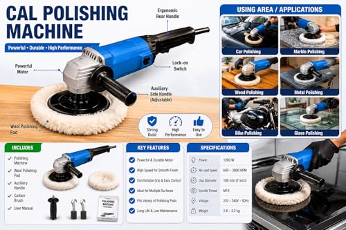 Image of RK Enterprises Car Polishing Machine, Portable Electric Buffer for Car Detailing and Paint Correction