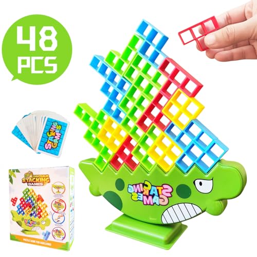 48 Pcs Tetra Tower Fun Balance Stacking Building Blocks Board , Attack Game Games for 2 Players,Gifts for Kids, Adults, Friends, Teams, classrooms, Family Game Nights and Parties (B) - Image 4