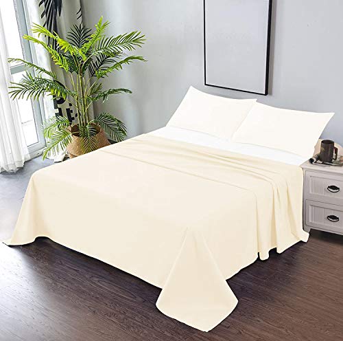 Trend Bedding Mart Tbm 1Pc Solid Flat Sheet Smooth Touch Hotel Quality 100% Egyptian Cotton Perfectly Fit For Oversize And Extra Height Cal King Bed 108 Inch X 114 Inch Ivory Solid 600 Thread Count #TOP6