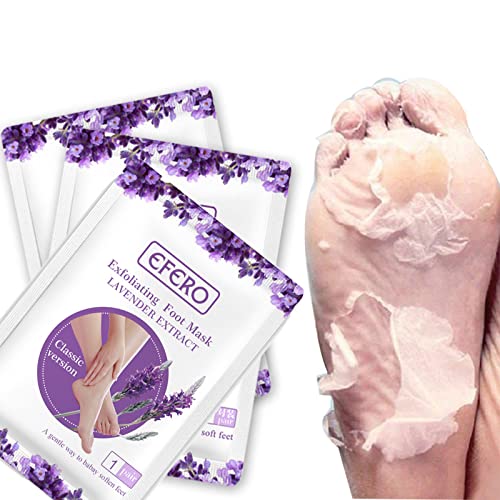 Foot Peel Mask, 3 Pairs Lavender Foot Mask, Cracked Heel Repair, Feet Peeling Socks, Foot Care Moisturising Socks, Hard Skin Remover, Pedicure Sets For Feet, Fits for Women and Men