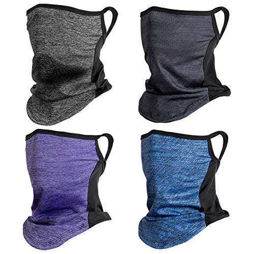 Bandana Face Mask Ear Loops Men Women Neck Gaiters Breathable Stretchable Soft Balaclava Headwear?4 Pieces?