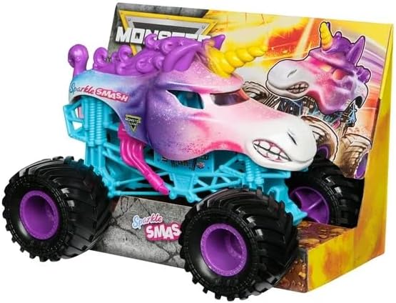 Monster Jam Sparkle Smash 1:24 Scale Official Monster Truck, Die-Cast Vehicle with Realistic Details and BKT Tires, Collectible Toy Truck for Kids Ages 3 and Up by Spin Master